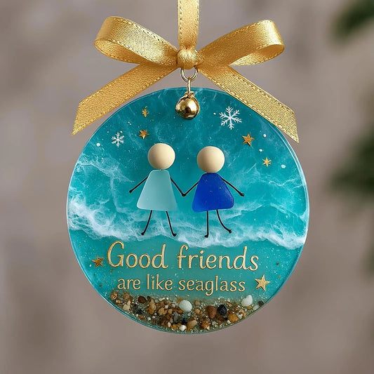 ⏳LETZTER TAG DES SALES: 70 % RABATT!⏰Freundschafts-Weihnachtsornament aus Meerglas🌊✨Von der Natur geformt & von Hand gefertigt💝