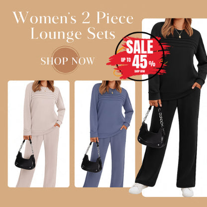 🔥LAST DAY SALE 60% OFF👍✨Women's Crew Neck Top & Drawstring Pants Set