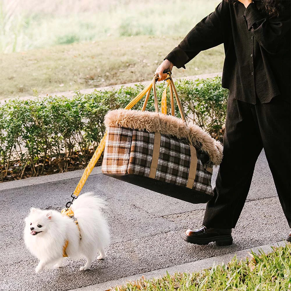 2 in 1 Large All-Season Pet Carrier and Dog Sleeping Bag - Voyager's Plaid
