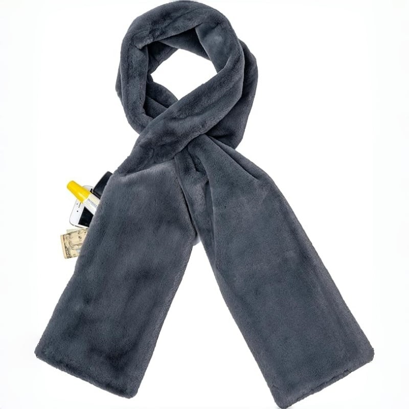 🎅Christmas Special Deals £9.99!!⚡50K+ SOLD!🧣Ultra-Soft Faux Fur Pull-Through Scarf with Secret Zipper Pocket
