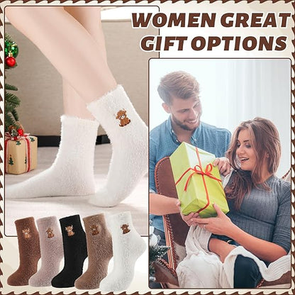 🎁Neujahrs-Sonderangebot für 9,99 £!!⚡1 kaufen, 3 Paar erhalten⚡Über 50.000 verkauft!💖Kuschelige, warme Plüschsocken für Damen mit niedlicher Highland-Cow-Stickerei