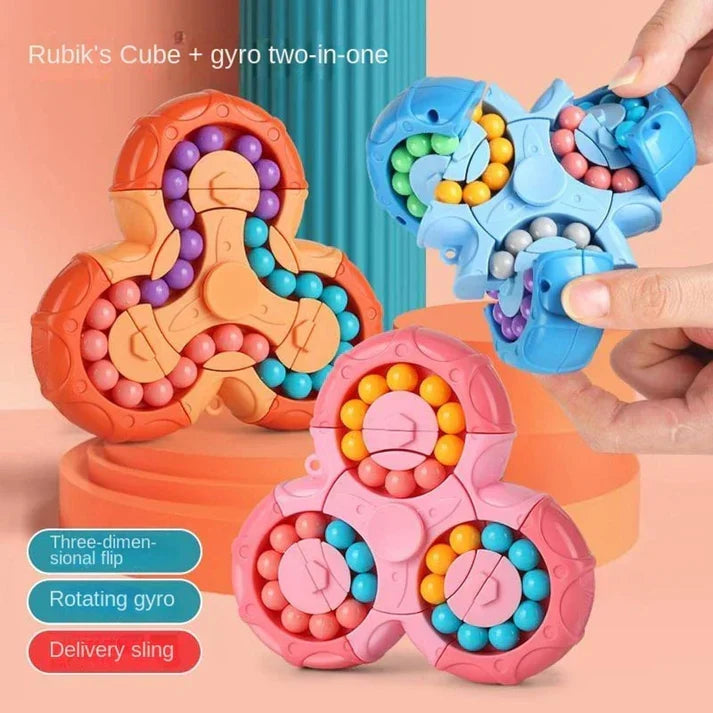💥Extremely popular toy💥Fidget Spinner + Six-Sided Rotating Cube 2-in-1, Magic Bean Fun Educational Toy