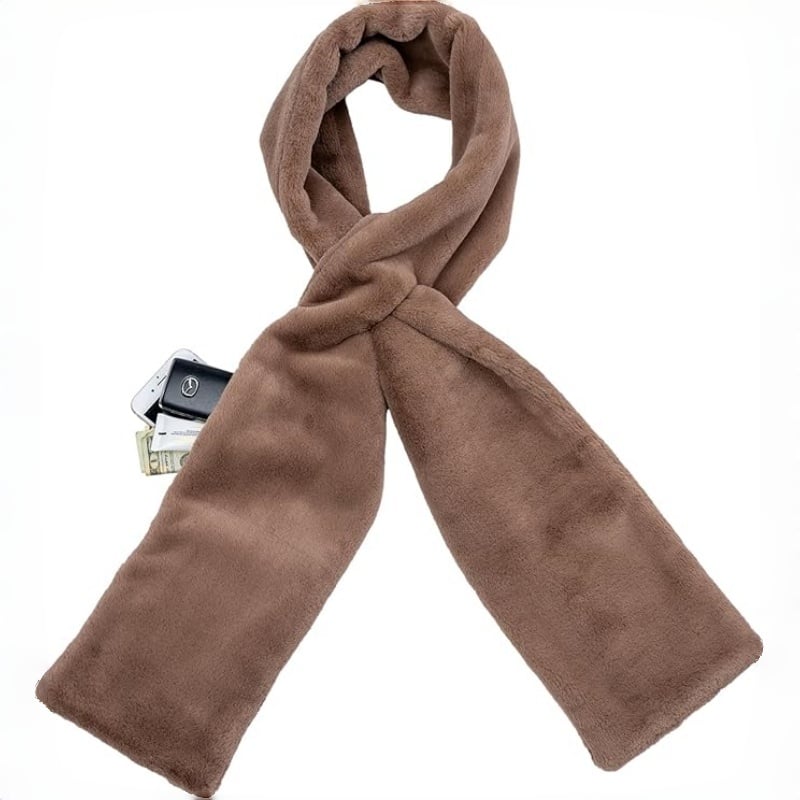 🎅Christmas Special Deals £9.99!!⚡50K+ SOLD!🧣Ultra-Soft Faux Fur Pull-Through Scarf with Secret Zipper Pocket