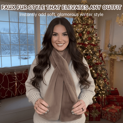 🎅Christmas Special Deals £9.99!!⚡50K+ SOLD!🧣Ultra-Soft Faux Fur Pull-Through Scarf with Secret Zipper Pocket