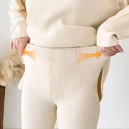 🍂Nur für kurze Zeit 50 % RABATT🍂Lässiges zweiteiliges Strickset mit V-Ausschnitt und Schlitz ✈️ Kostenloser Versand