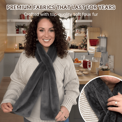 🎅Christmas Special Deals £9.99!!⚡50K+ SOLD!🧣Ultra-Soft Faux Fur Pull-Through Scarf with Secret Zipper Pocket