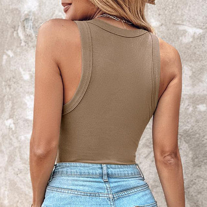 💖LETZTER TAG SONDERPREIS: 9,99 £!!💖Geripptes Stretch-Tanktop mit integriertem BH