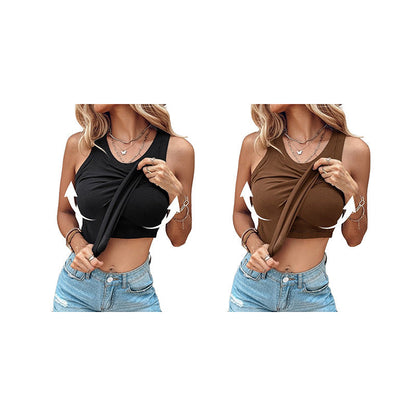 💖LETZTER TAG SONDERPREIS: 9,99 £!!💖Geripptes Stretch-Tanktop mit integriertem BH