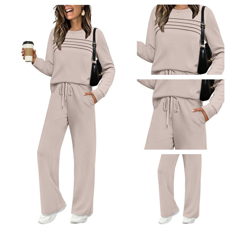 🔥LAST DAY SALE 60% OFF👍✨Women's Crew Neck Top & Drawstring Pants Set