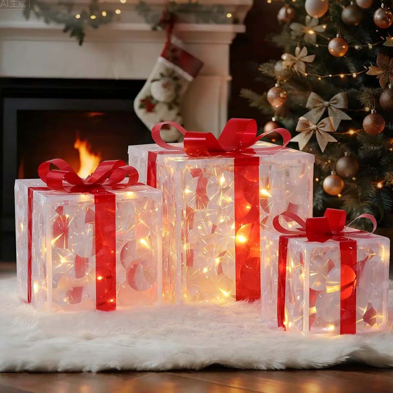 🎁Limited-Time 50% Off🎄Glowing Christmas Gift Box Decorations
