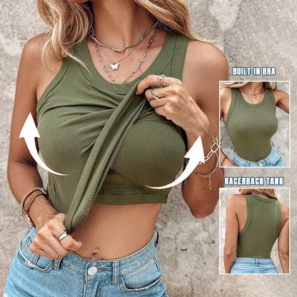 💖LETZTER TAG SONDERPREIS: 9,99 £!!💖Geripptes Stretch-Tanktop mit integriertem BH